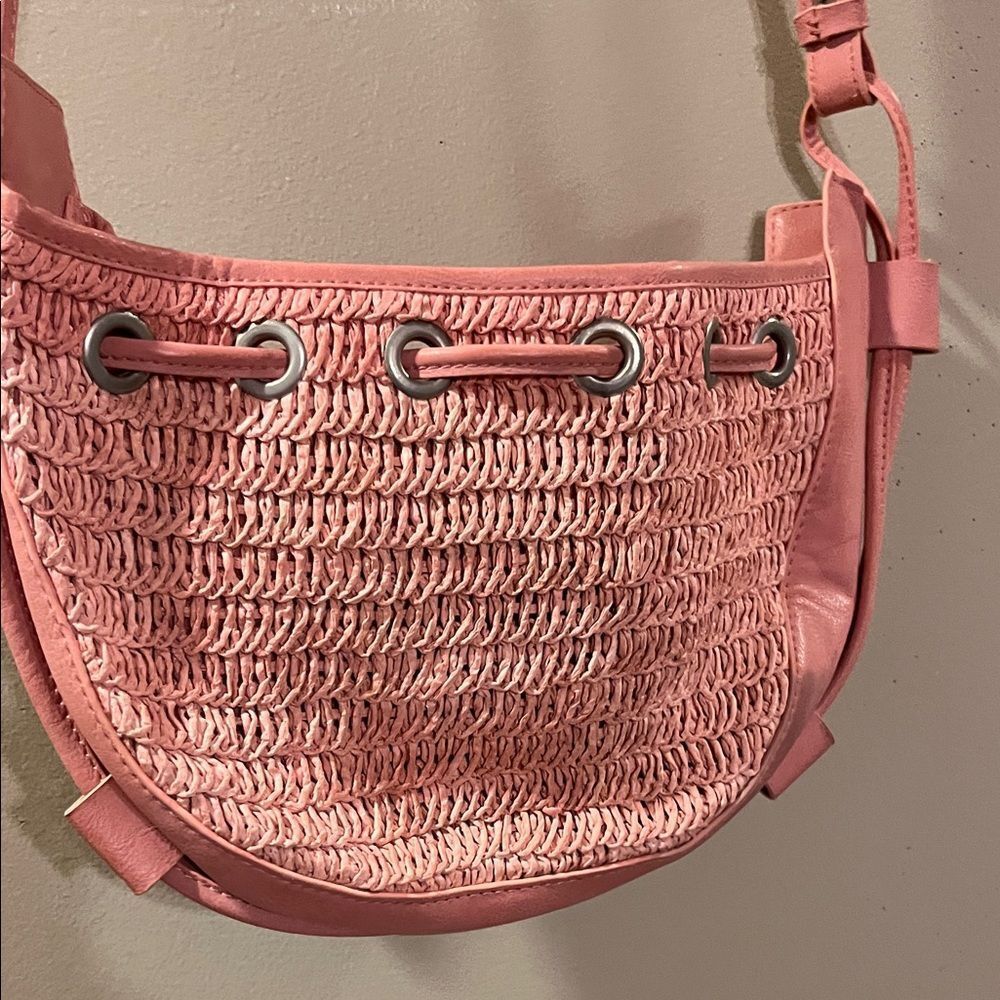NWOT Pink Woven Cabana Crossbody Bag
